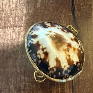 Vintage Cobi Locke Brown and Cream Shell jewelry box.